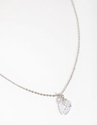 Silver Diamond Simulant Heart Necklace - link has visual effect only