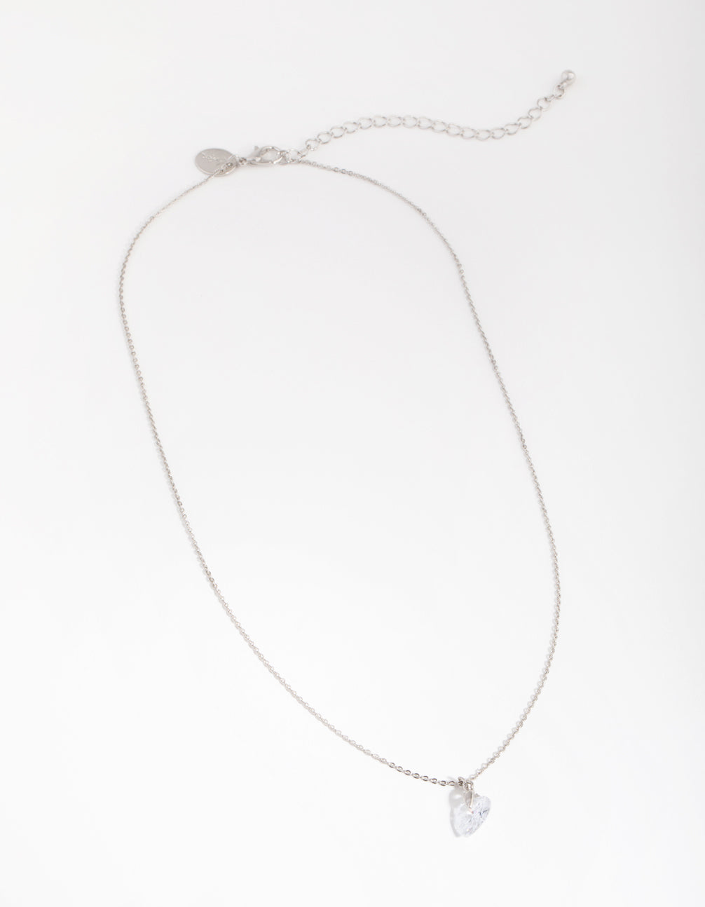 Silver Diamond Simulant Heart Necklace