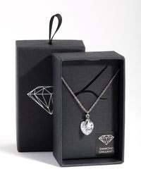 Silver Diamond Simulant Heart Necklace - link has visual effect only