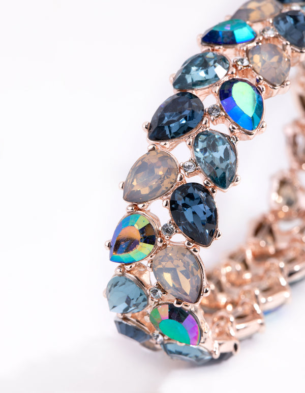 Rose Gold Navette Mix Stretch Bracelet