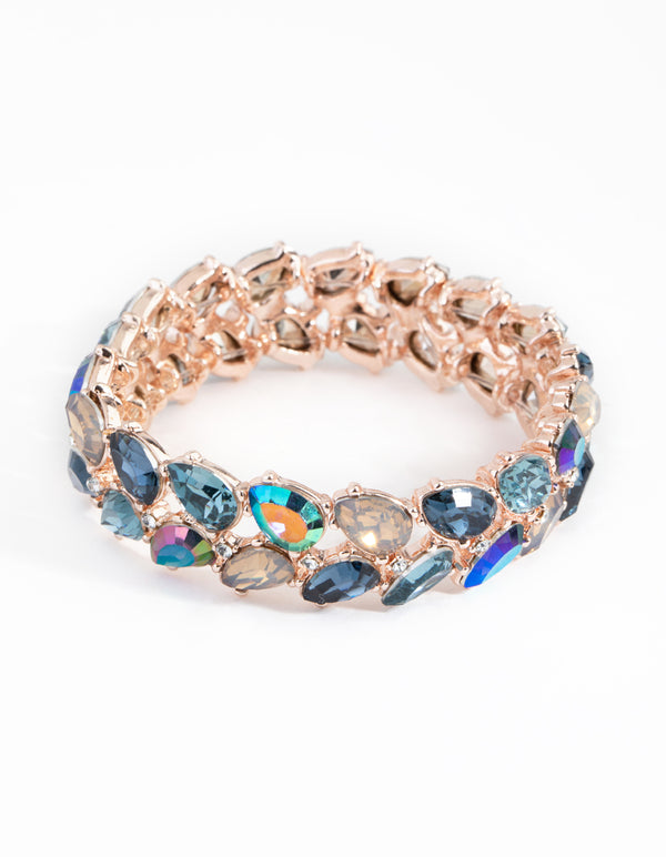Rose Gold Navette Mix Stretch Bracelet