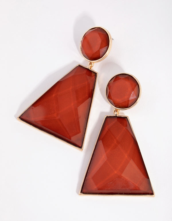 Gold Foil Stone Drop Earrings