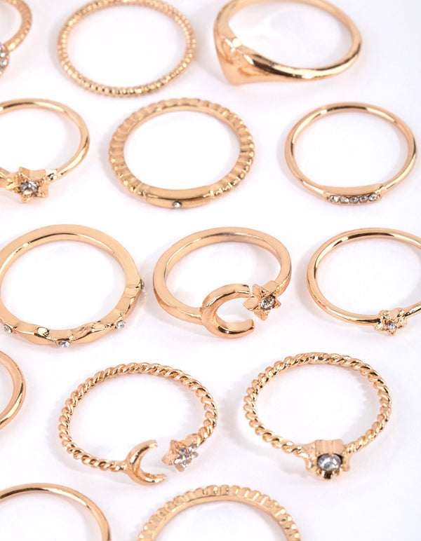 Gold Butterfly & Star Ring 24-Pack