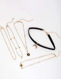 Gold Decorated Crescent Choker 5-Pack - link has visual effect only
