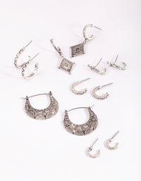 Antique Silver Vintage Snake Earring 6-Pack - link has visual effect only