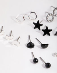 Mixed Metal Geometric Shapes Earring 12-Pack - link has visual effect only