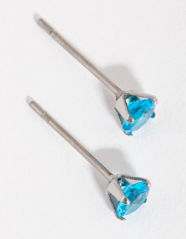 Titanium Round Cubic Zirconia Stud Earrings