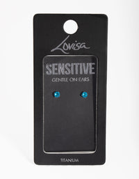 Titanium Round Cubic Zirconia Stud Earrings - link has visual effect only