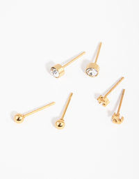 24 Carat Gold Plated Titanium Sea Pack Stud Earrings - link has visual effect only