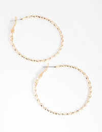 Gold Twist 40mm Hoop Earrings - link has visual effect only