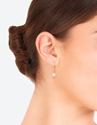 Gold Freshwater Pearl Pebble Pendant Hoop Earrings - link has visual effect only