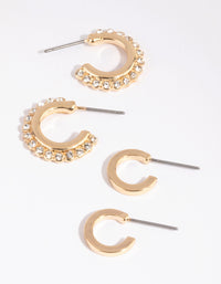 Gold Diamante Edge Earring Pack - link has visual effect only
