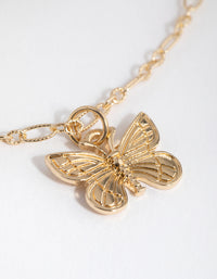 Gold Diamond-Cut Chain Butterfly Necklace - link has visual effect only