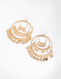 Gold Metal Tassel Circle Drop Earrings - link has visual effect only