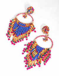 Beaded V Tassel Drop Earrings - link has visual effect only