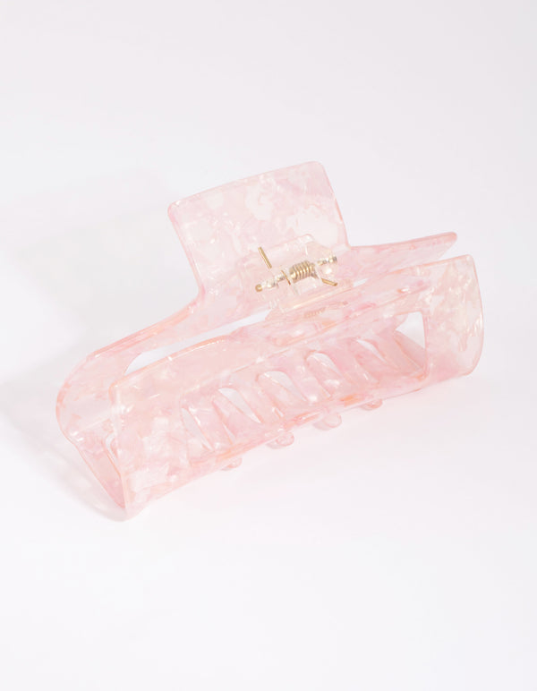 Rectangular Marbled Pink Acrylic Claw