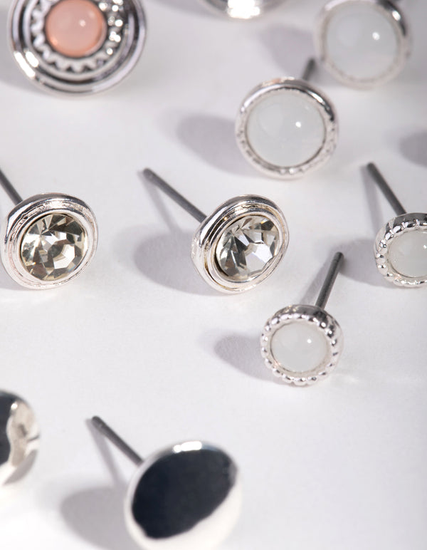 Silver Love Big Stud 8-Pack Earring