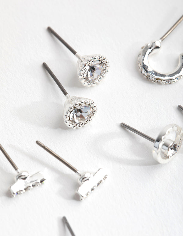 Silver Mini Hoop and Stud 8-Pack Earring