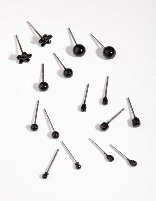 Matte Diamante Flower & Pearl 8-Pack Earring