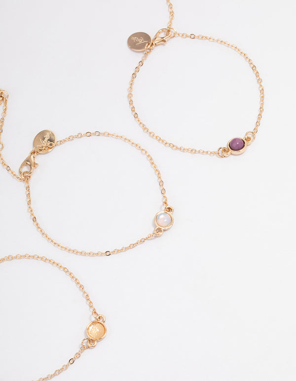 Gold Stone Bracelet & Anklet Set