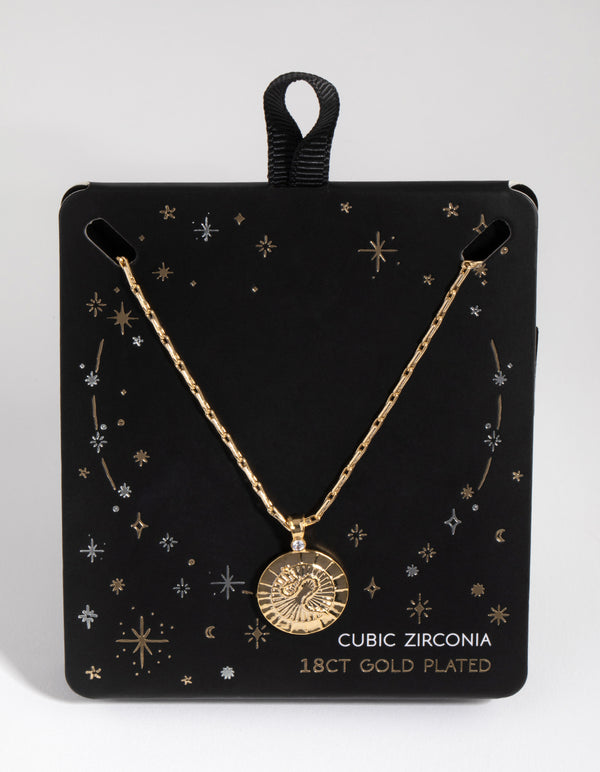 18ct Gold Plated Cubic Zirconia Snake Coin Necklace