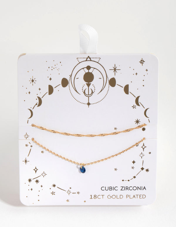 18ct Gold Plated September Sapphire Cubic Zirconia Bracelet Set