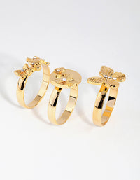18ct Gold Plated Cubic Zirconia Butterfly Ring Pack - link has visual effect only