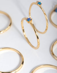 18ct Gold Plated October Opal & Cubic Zirconia Ring 7-Pack - link has visual effect only