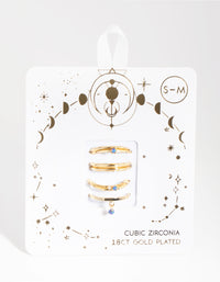 18ct Gold Plated October Opal & Cubic Zirconia Ring 7-Pack - link has visual effect only