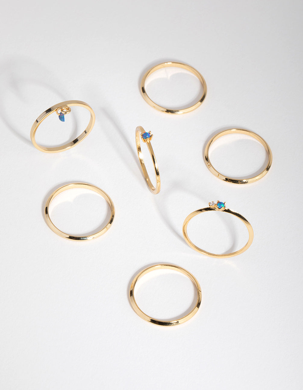 18ct Gold Plated October Opal & Cubic Zirconia Ring 7-Pack
