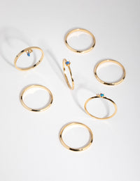 18ct Gold Plated October Opal & Cubic Zirconia Ring 7-Pack - link has visual effect only