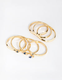18ct Gold Plated September Sapphire Cubic Zirconia Ring 7-Pack - link has visual effect only