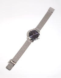 Silver Simple Mesh Strap Watch - link has visual effect only