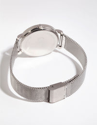 Silver Simple Mesh Strap Watch - link has visual effect only