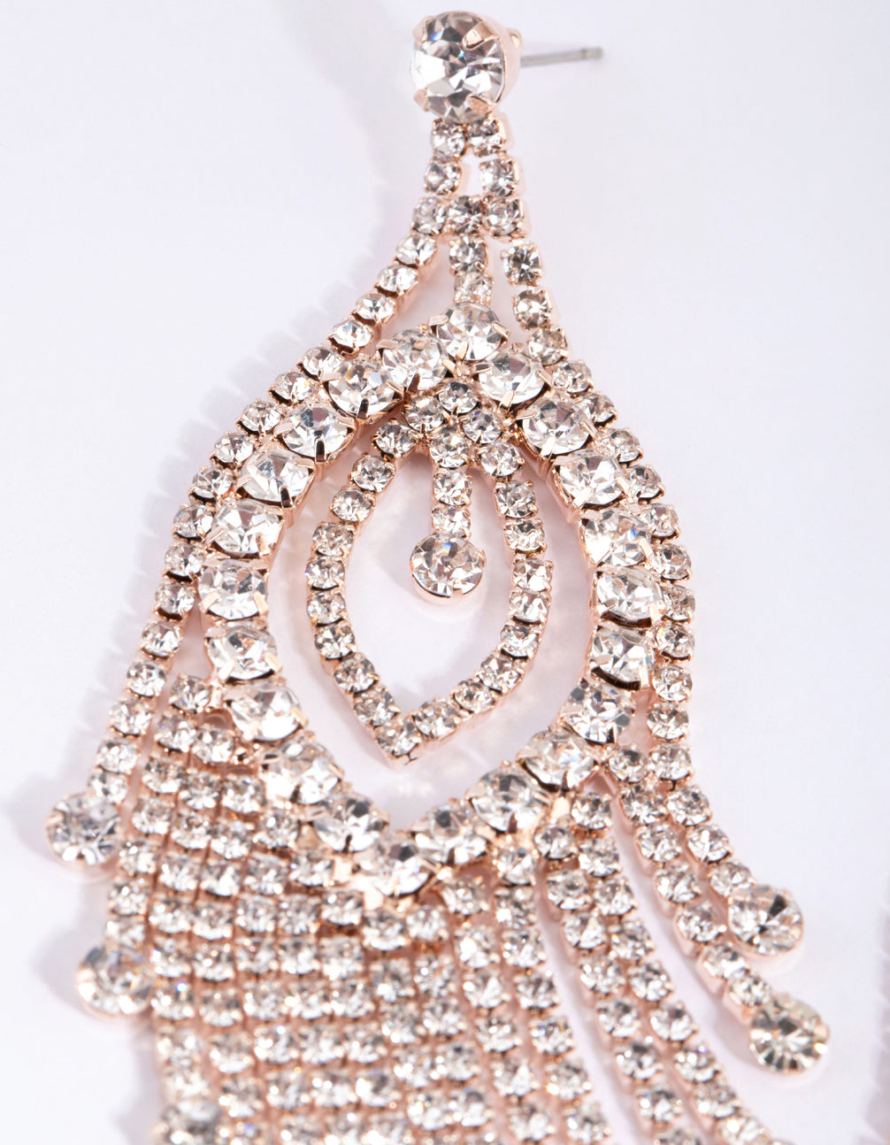Rose Gold Statement Cupchain Tassel Earrings