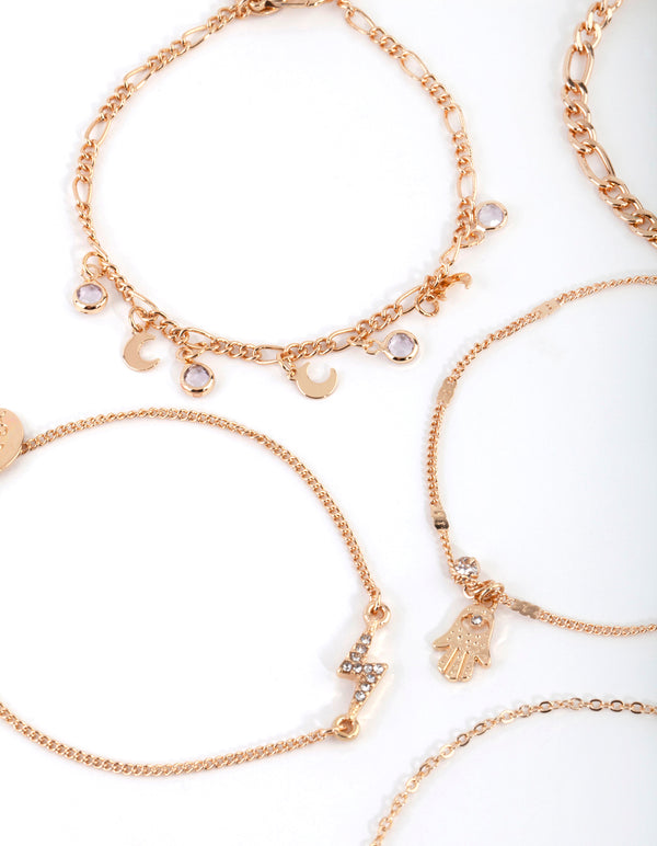 Gold Hamsa & Star Bracelet & Anklet Pack