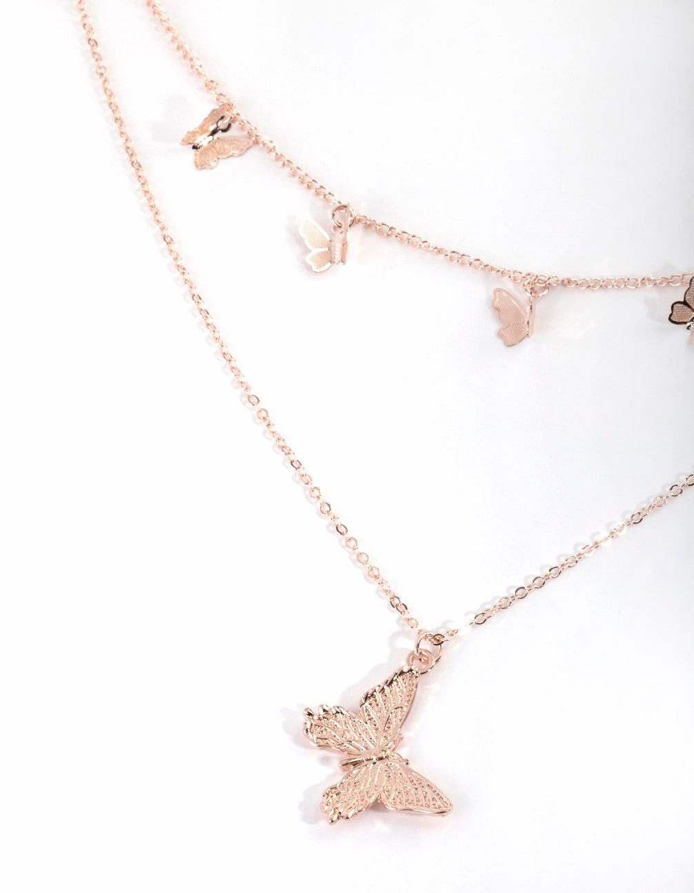 Rose Gold Butterfly Layered Necklace
