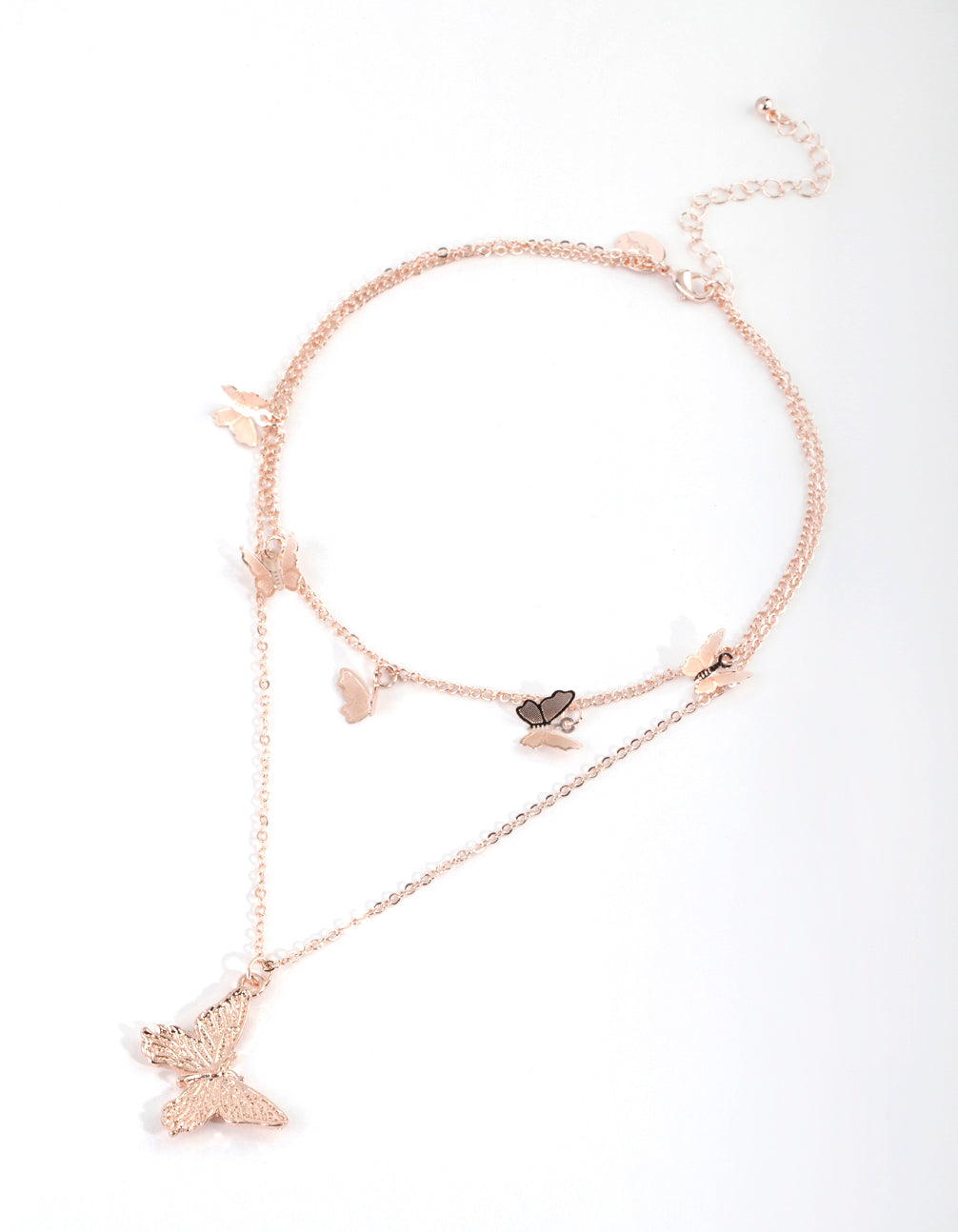 Rose Gold Butterfly Layered Necklace