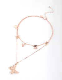 Rose Gold Butterfly Layered Necklace - link has visual effect only