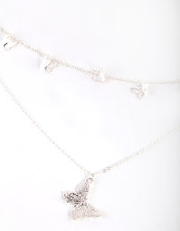 Silver Multi Butterfly Layered Necklace - link has visual effect only