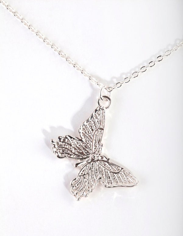 Silver Multi Butterfly Layered Necklace