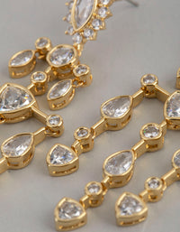 18ct Gold Plated Brass Cubic Zirconia Chandelier Drop Earrings - link has visual effect only