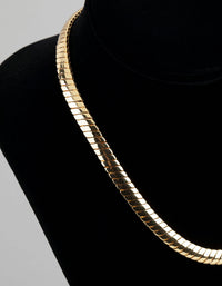 18ct Gold Plated Brass Flat Chain Necklace - link has visual effect only