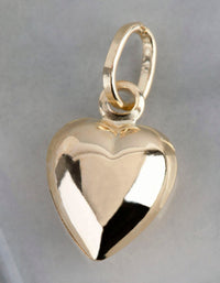 9ct Gold Puffed Heart Pendant Charm - link has visual effect only