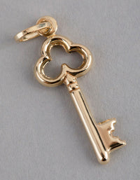 9ct Gold Key Pendant Charm - link has visual effect only