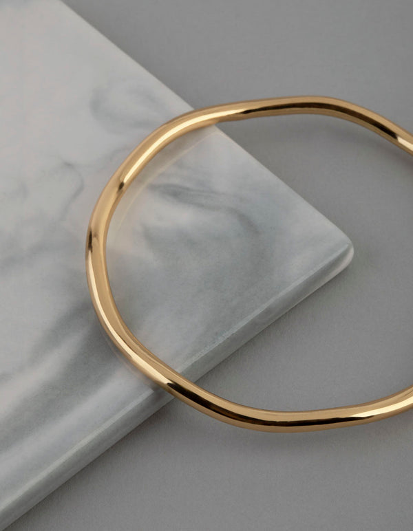 18ct Gold Plated Brass 3.5mm Wavey Bangle