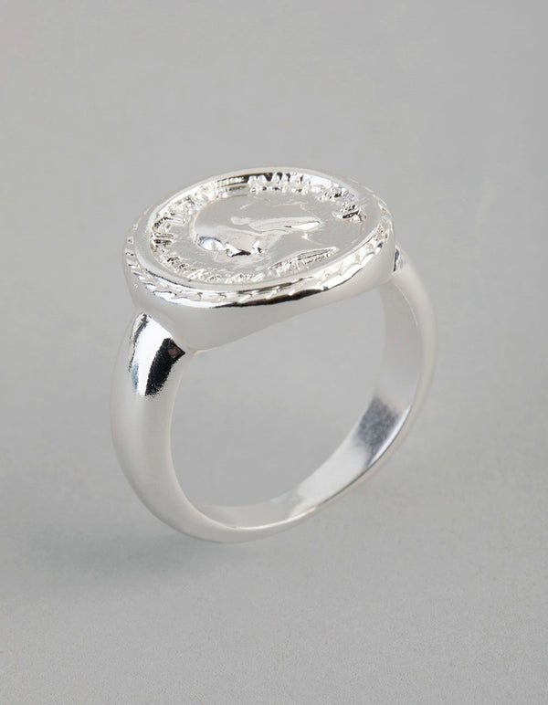 Silver Plated Brass Coin Ring