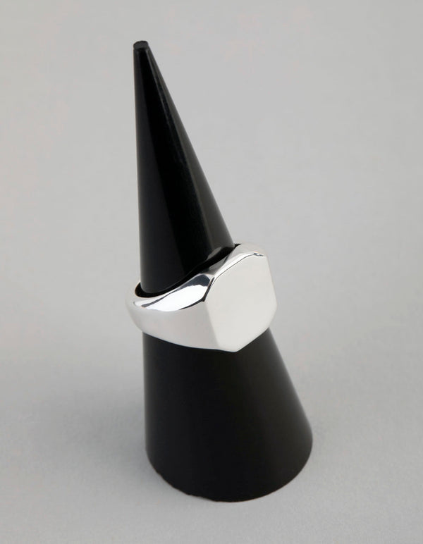 Silver Plated Brass Octagon Signet Pinky Ring