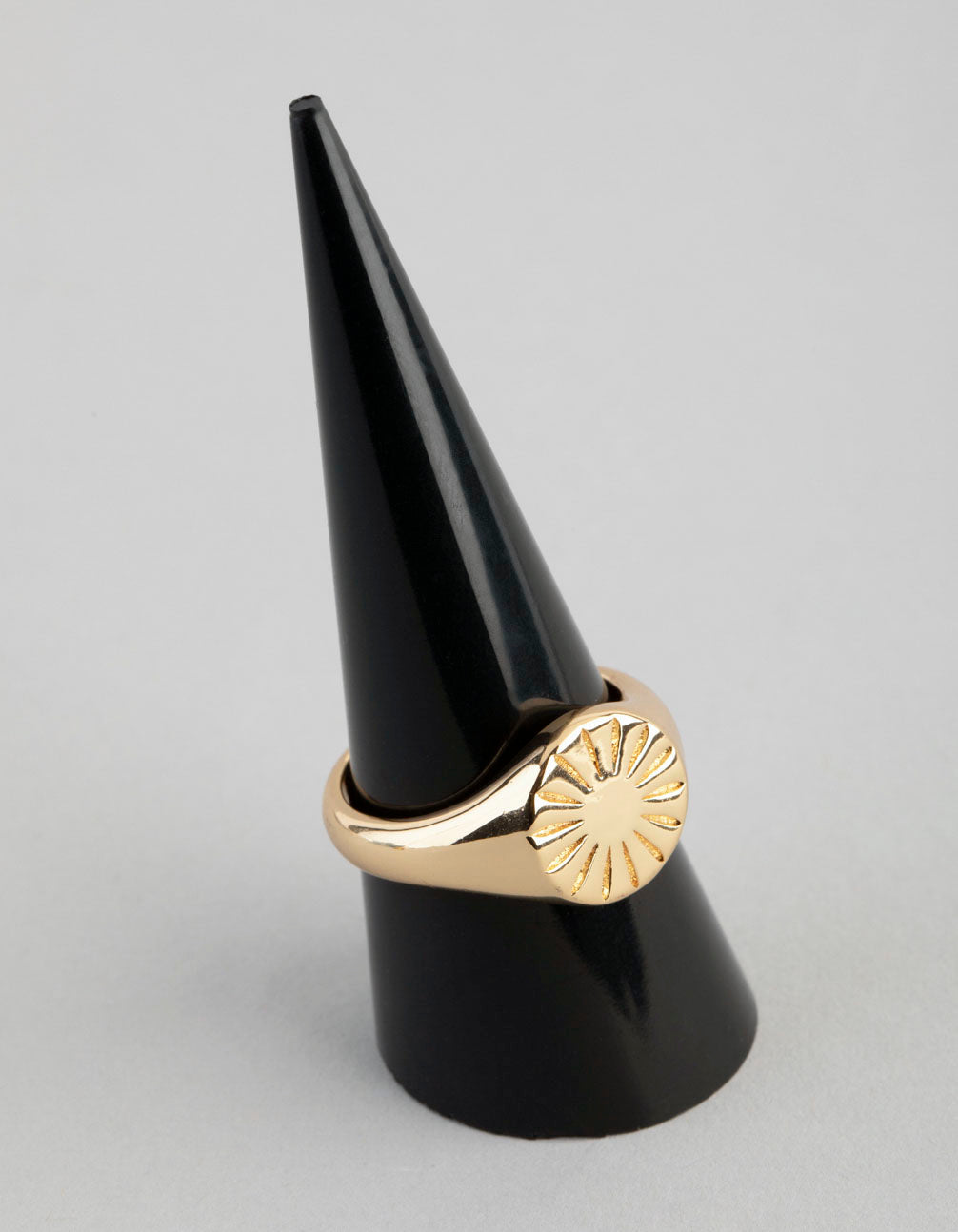 18ct Gold Plated Brass Sunray Signet Ring