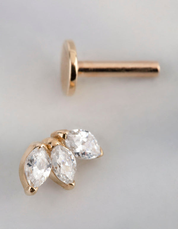 9ct Gold Cubic Zirconia Cluster Flat Back